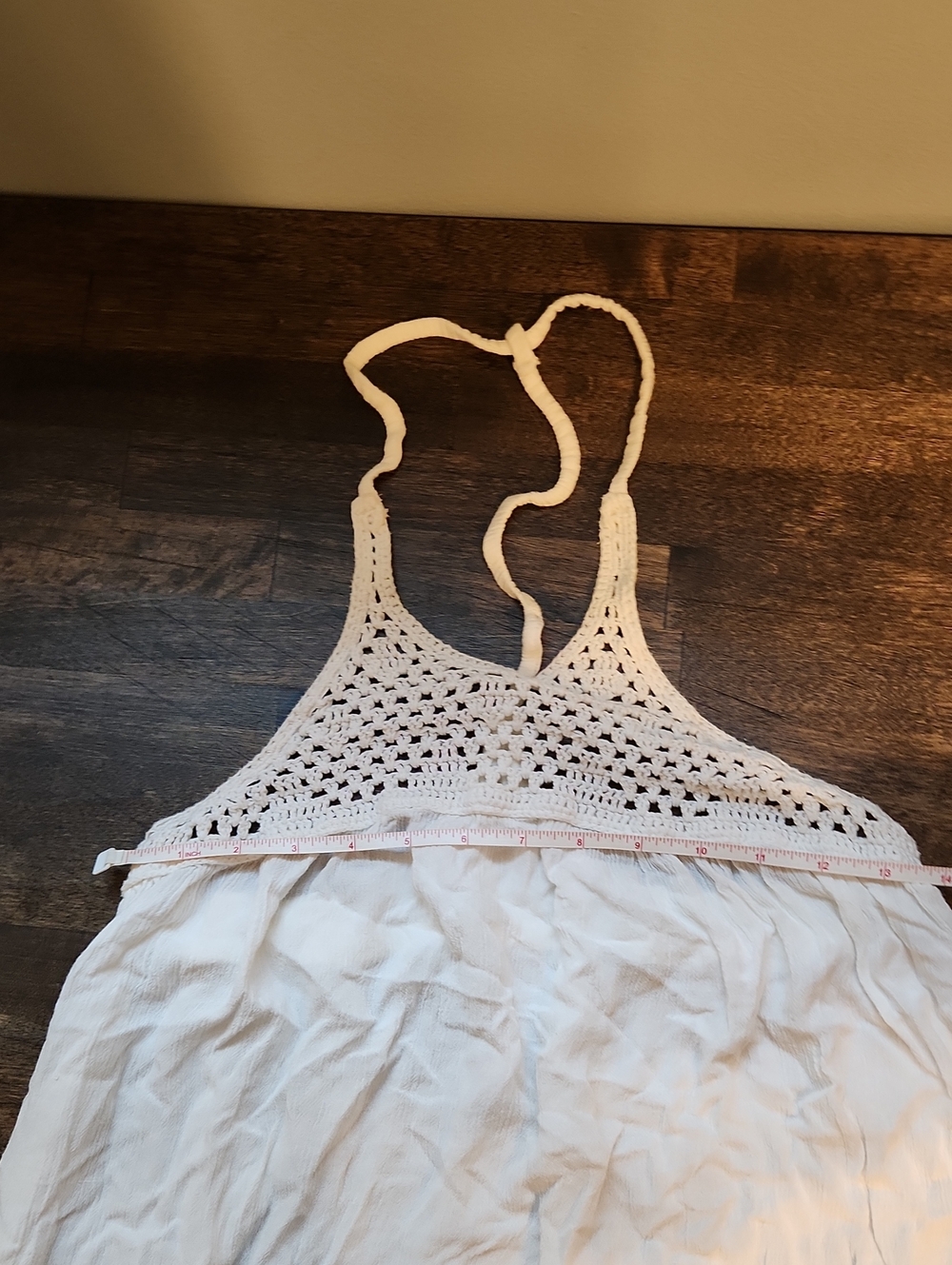 Roxy White Crochet Top Dress / Swim Cover Up 100% Cotton - Picture 11 of 13